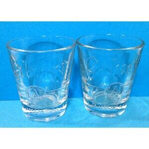 2 Calvert Vintage Shot Glass Calvert Blended Whiskey A  Embossed Nice